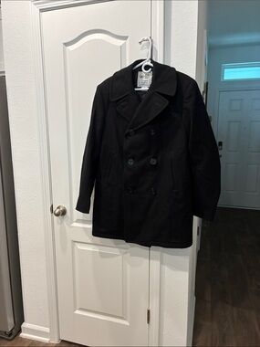 Classic Black  Peacoat - Double-Breasted Winter Jacket
